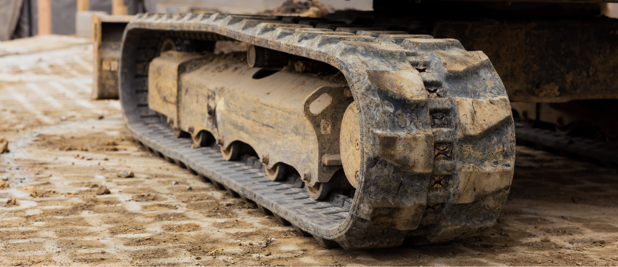Close up of excavator tracks